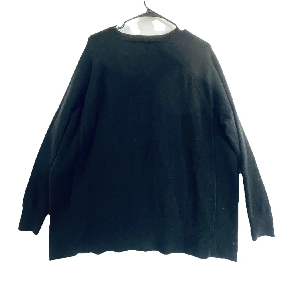 Banana Republic Sweater Womens Large Black Alpaca Wool Blend Crewneck Side‎ Slit